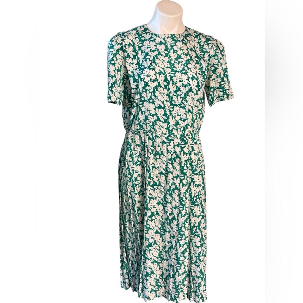 Vintage Green and White Floral Dress EUC